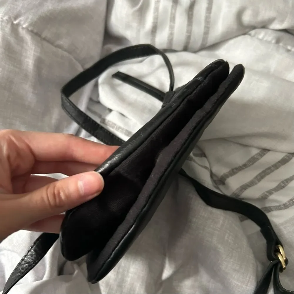 Free People Payton Lamb Leather Belt Bag Pouch Wallet Black